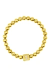 Adornia Crystal Initial Stretch Bracelet In Gold-x