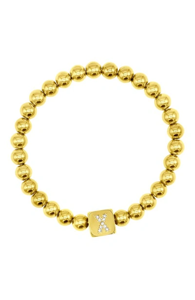 Adornia Crystal Initial Stretch Bracelet In Gold-x