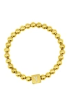 Adornia Crystal Initial Stretch Bracelet In Gold- Y