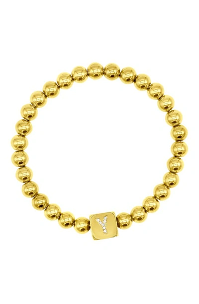 Adornia Crystal Initial Stretch Bracelet In Gold- Y