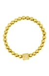 Adornia Crystal Initial Stretch Bracelet In Gold- Z