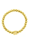 Adornia Crystal Initial Stretch Bracelet In Gold