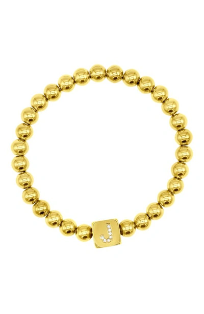 Adornia Crystal Initial Stretch Bracelet In Gold-j