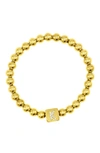 Adornia Crystal Initial Stretch Bracelet In Gold-k