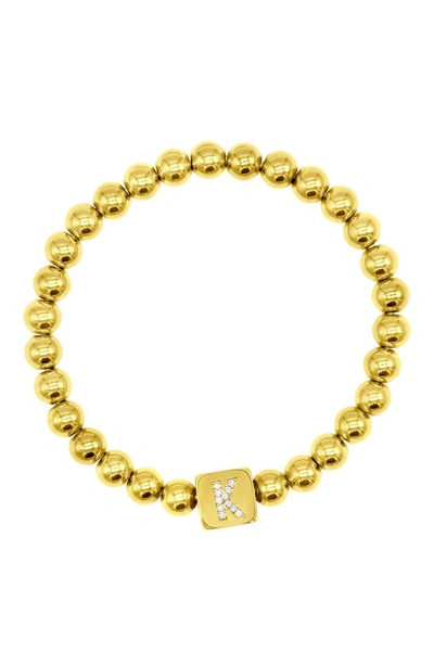 Adornia Crystal Initial Stretch Bracelet In Gold-k