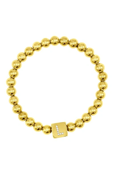 Adornia Crystal Initial Stretch Bracelet In Gold-l