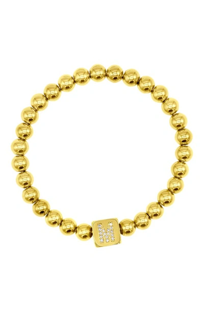 Adornia Crystal Initial Stretch Bracelet In Gold-m