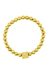 Adornia Crystal Initial Stretch Bracelet In Gold-n