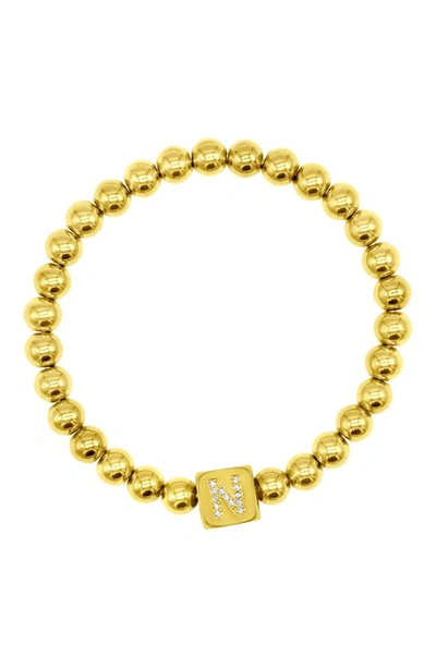 Adornia Crystal Initial Stretch Bracelet In Gold
