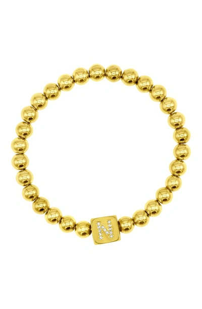 Adornia Crystal Initial Stretch Bracelet In Gold-n