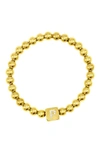 Adornia Crystal Initial Stretch Bracelet In Gold-p