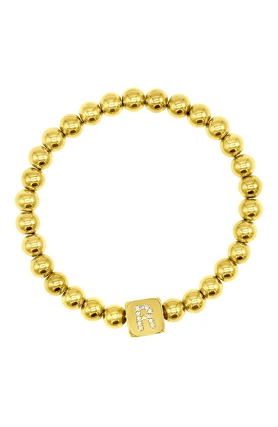 Adornia Crystal Initial Stretch Bracelet In Gold