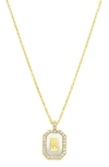 Adornia Crystal Mother Of Pearl Initial Pendant Necklace In Gold-b