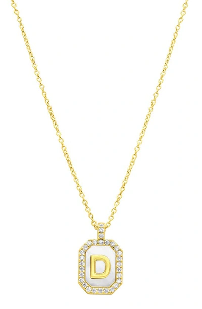 Adornia Crystal Mother Of Pearl Initial Pendant Necklace In Gold