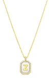 Adornia Crystal Mother Of Pearl Initial Pendant Necklace In Gold