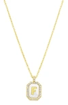 Adornia Crystal Mother Of Pearl Initial Pendant Necklace In White- C
