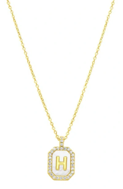 Adornia Crystal Mother Of Pearl Initial Pendant Necklace In White- H