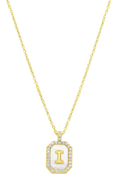 Adornia Crystal Mother Of Pearl Initial Pendant Necklace In Gold-i