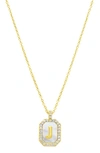 Adornia Crystal Mother Of Pearl Initial Pendant Necklace In Gold-j