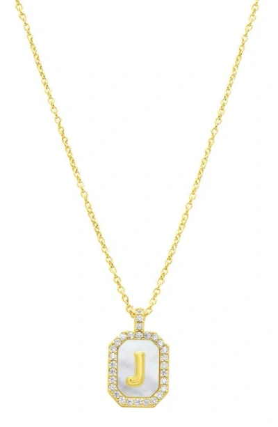 Adornia Crystal Mother Of Pearl Initial Pendant Necklace In Gold-j