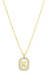 Adornia Crystal Mother Of Pearl Initial Pendant Necklace In Gold-k