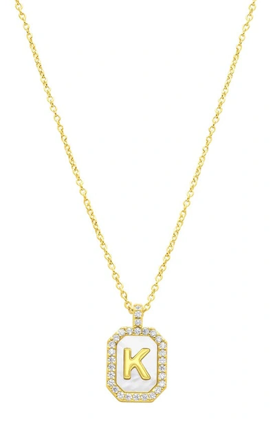 Adornia Crystal Mother Of Pearl Initial Pendant Necklace In Gold-k