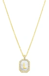 Adornia Crystal Mother Of Pearl Initial Pendant Necklace In Gold-l