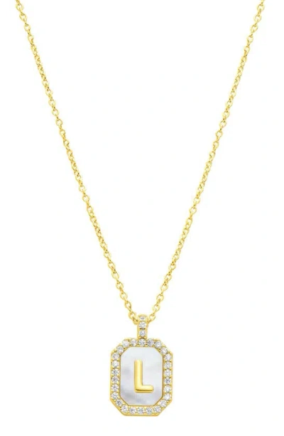 Adornia Crystal Mother Of Pearl Initial Pendant Necklace In Gold-l