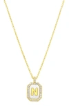 Adornia Crystal Mother Of Pearl Initial Pendant Necklace In Gold-n