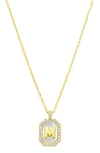 Adornia Crystal Mother Of Pearl Initial Pendant Necklace In Gold