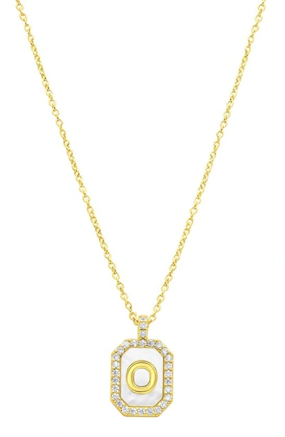 Adornia Crystal Mother Of Pearl Initial Pendant Necklace In Gold