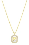 Adornia Crystal Mother Of Pearl Initial Pendant Necklace In White- P