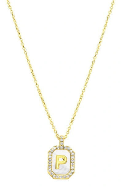 Adornia Crystal Mother Of Pearl Initial Pendant Necklace In White- P