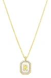 Adornia Crystal Mother Of Pearl Initial Pendant Necklace In Gold-r