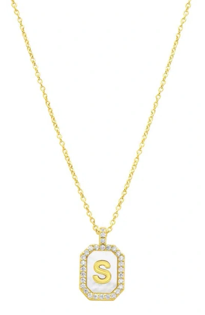 Adornia Crystal Mother Of Pearl Initial Pendant Necklace In Gold-s