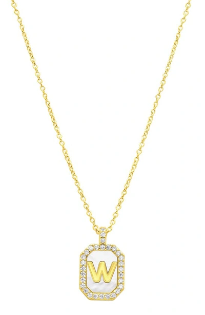 Adornia Crystal Mother Of Pearl Initial Pendant Necklace In Gold