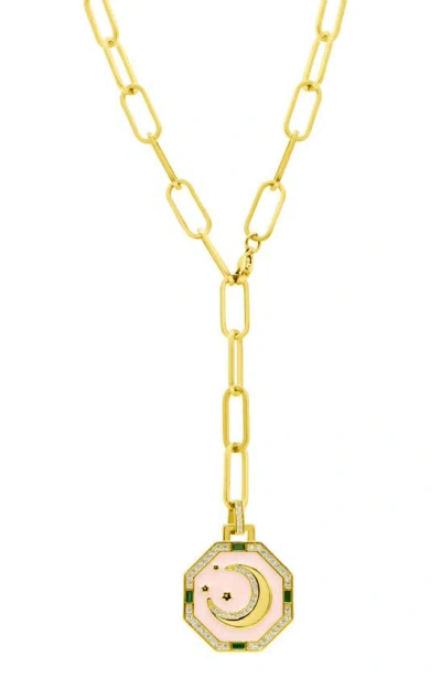 Adornia Cz & Enamel Drop Pendant Necklace In Gold