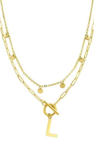 Adornia Initial Pendant Layered Chain Necklace In Gold-l