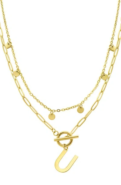 Adornia Initial Pendant Layered Chain Necklace In Gold-u