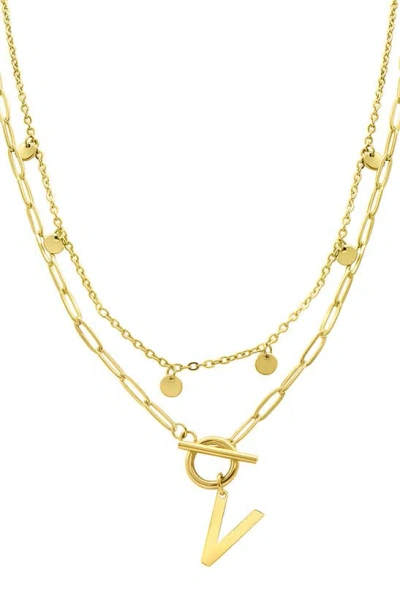 Adornia Initial Pendant Layered Chain Necklace In Gold-v
