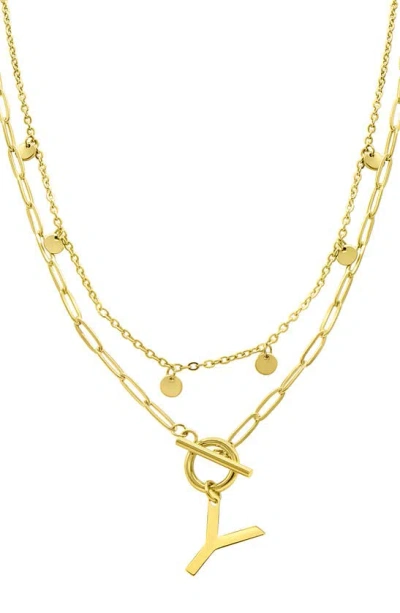 Adornia Initial Pendant Layered Chain Necklace In Gold-y