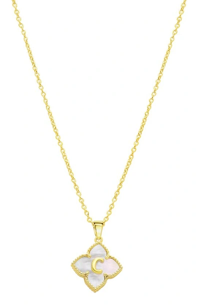 Adornia Mother Of Pearl Initial Pendant Necklace In Gold