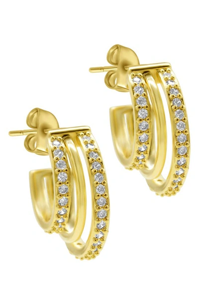 Adornia Pavé Crystal Triple Huggie Hoop Earrings In Gold