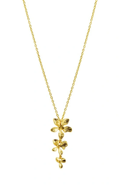 Adornia Petal Triple Flower Drop Pendant Necklace In Gold