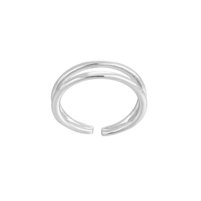 Adornia Silver Plated Double Line Adjustable Toe Ring In Neutral