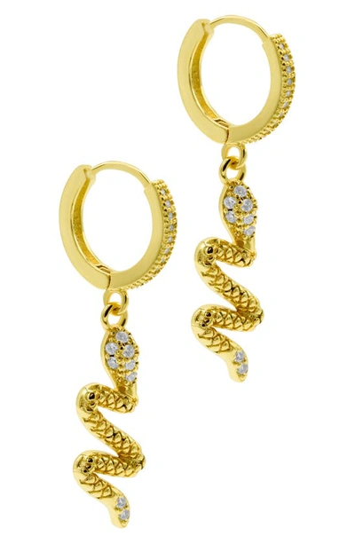 Adornia Snake Dangle Huggie Hoop Earrings In Gold