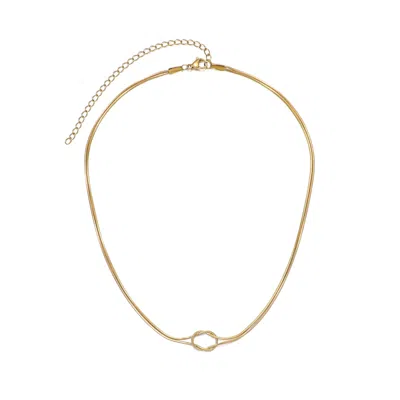 Adornia Tarnish Resistant 18k Gold Plated Adjustable Knot Necklace In Gray
