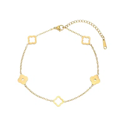 Adornia Tarnish Resistant 18k Gold Plated Bolo Clover Station Anklet