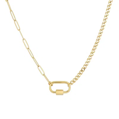 Adornia Tarnish Resistant 18k Gold Plated Carabiner Lock Paperclip Chain Necklace