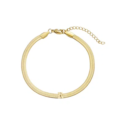 Adornia Tarnish Resistant 18k Gold Plated Initial Herringbone Chain Bracelet